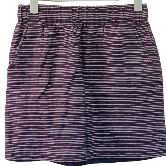 Loft Womens XS Linen Short Skirt Navy Blue Pull On Pockets Comfy Vacation Lined - Picture 1 of 8